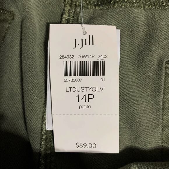 New J Jill Cargo Pants Washed Green Stretchy Women's 14P Petite - Picture 7 of 10